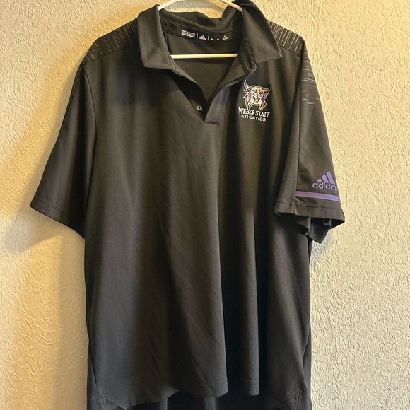 Adidas Weber State Black Polo Shirt with Purple Accents - Picture 1 of 3